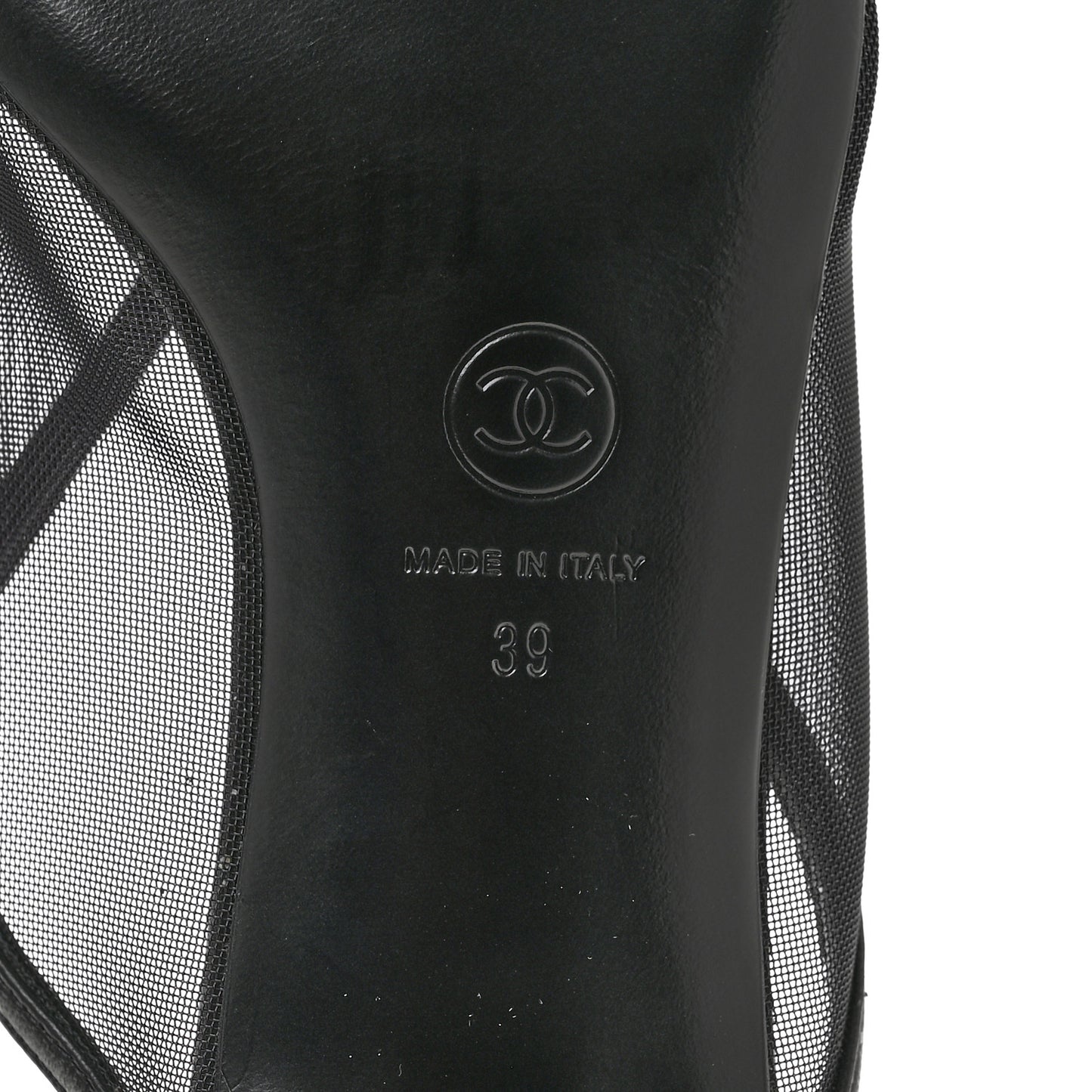 Mesh Grosgrain Cap Toe CC Mules 39 Black