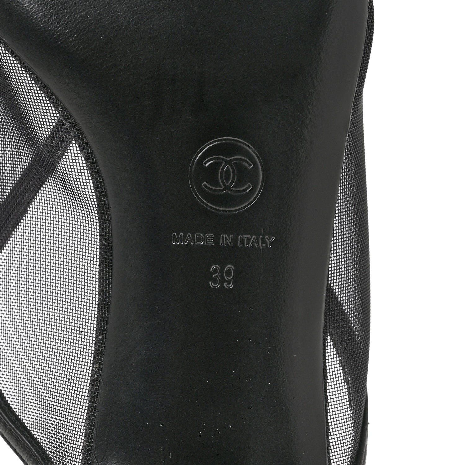 Chanel Mesh Grosgrain Cap Toe CC Mules 39 Black 8 of 9