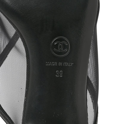 Chanel Mesh Grosgrain Cap Toe CC Mules 39 Black 8 of 9