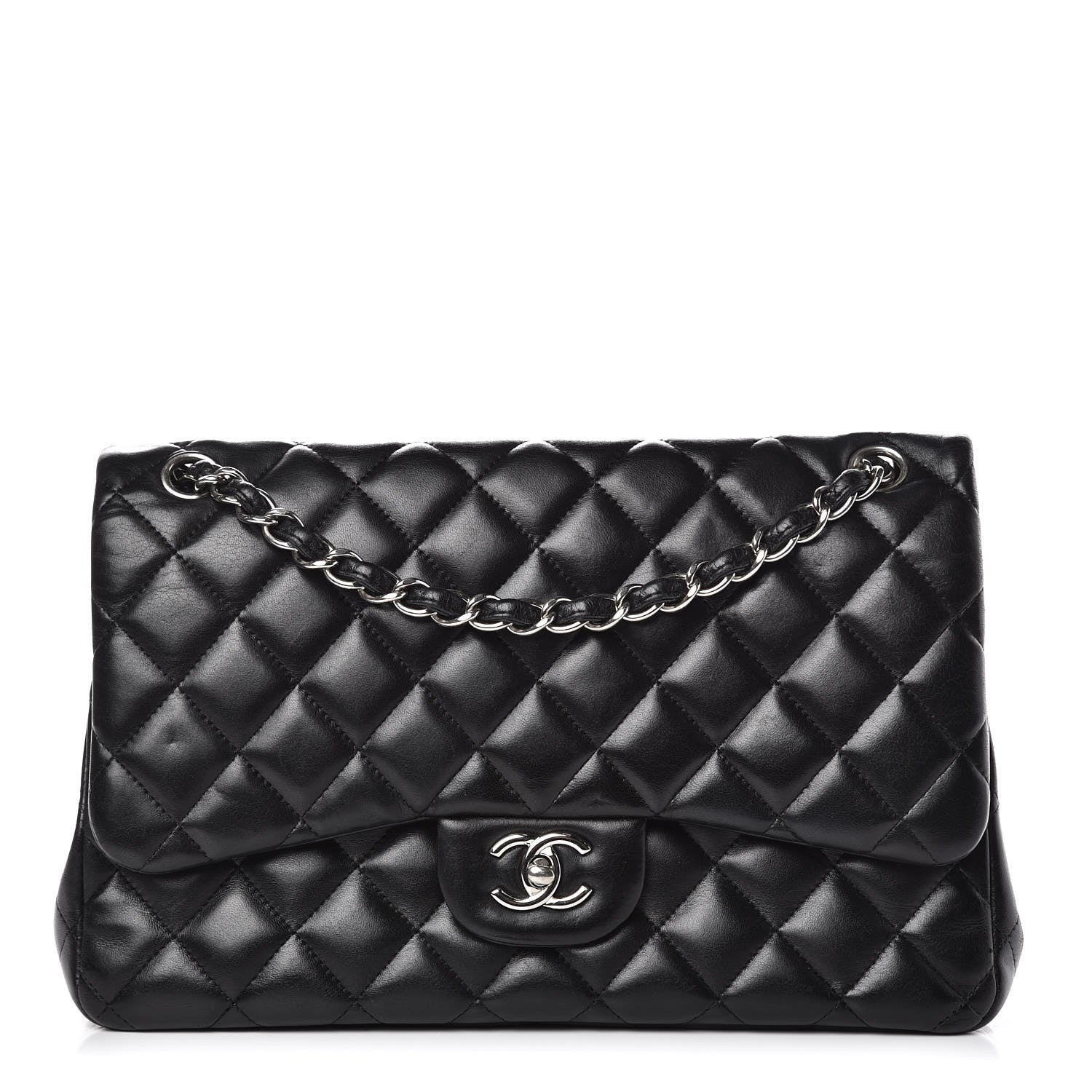 Chanel Lambskin Quilted Jumbo Double Flap Black 1 of 15