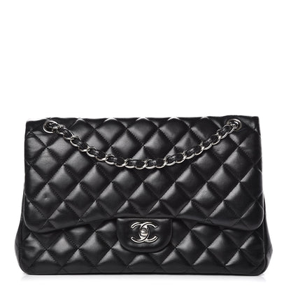Chanel Lambskin Quilted Jumbo Double Flap Black 1 of 15