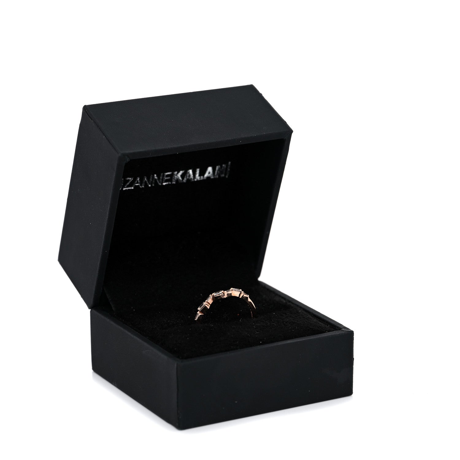 Suzanne Kalan 18K Rose Gold Diamond Thin Classic Baguette Ring 52 6 12 of 12