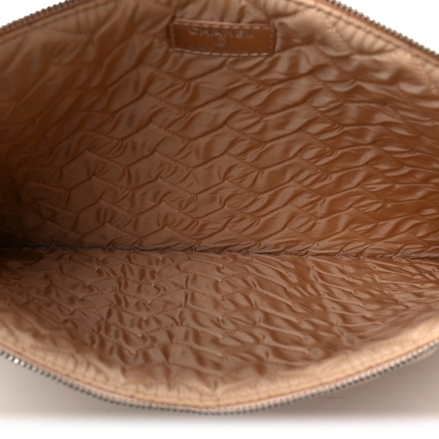 Chanel Metallic Lambskin Chevron Quilted Medium Cosmetic Case Light Pink 5 of 8