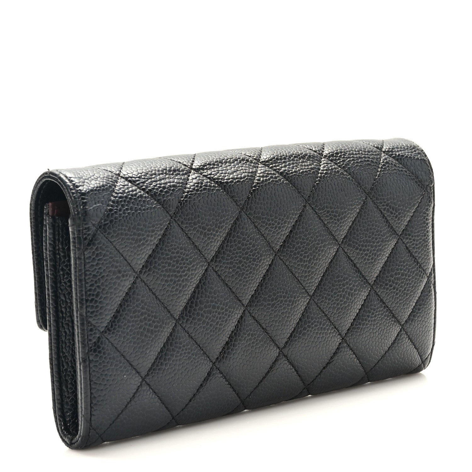 Chanel Caviar Quilted Large Gusset Flap Wallet Black 3 of 7