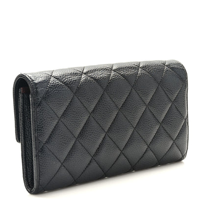 Chanel Caviar Quilted Large Gusset Flap Wallet Black 3 of 7