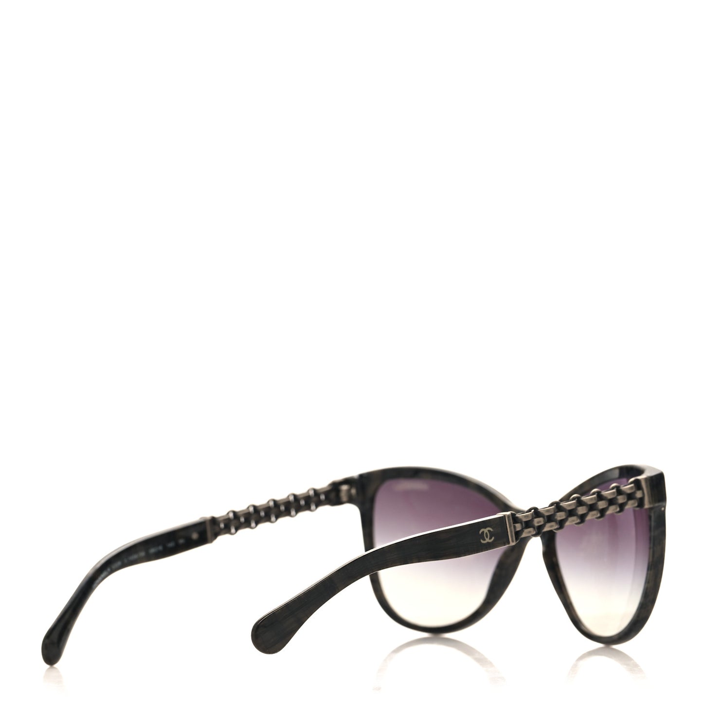 Acetate Polarized Cat Eye Chain Sunglasses 5326 Black