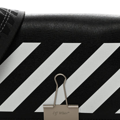 Off-White Saffiano Striped Mini Diag Binder Clip Bag Black White 8 of 11