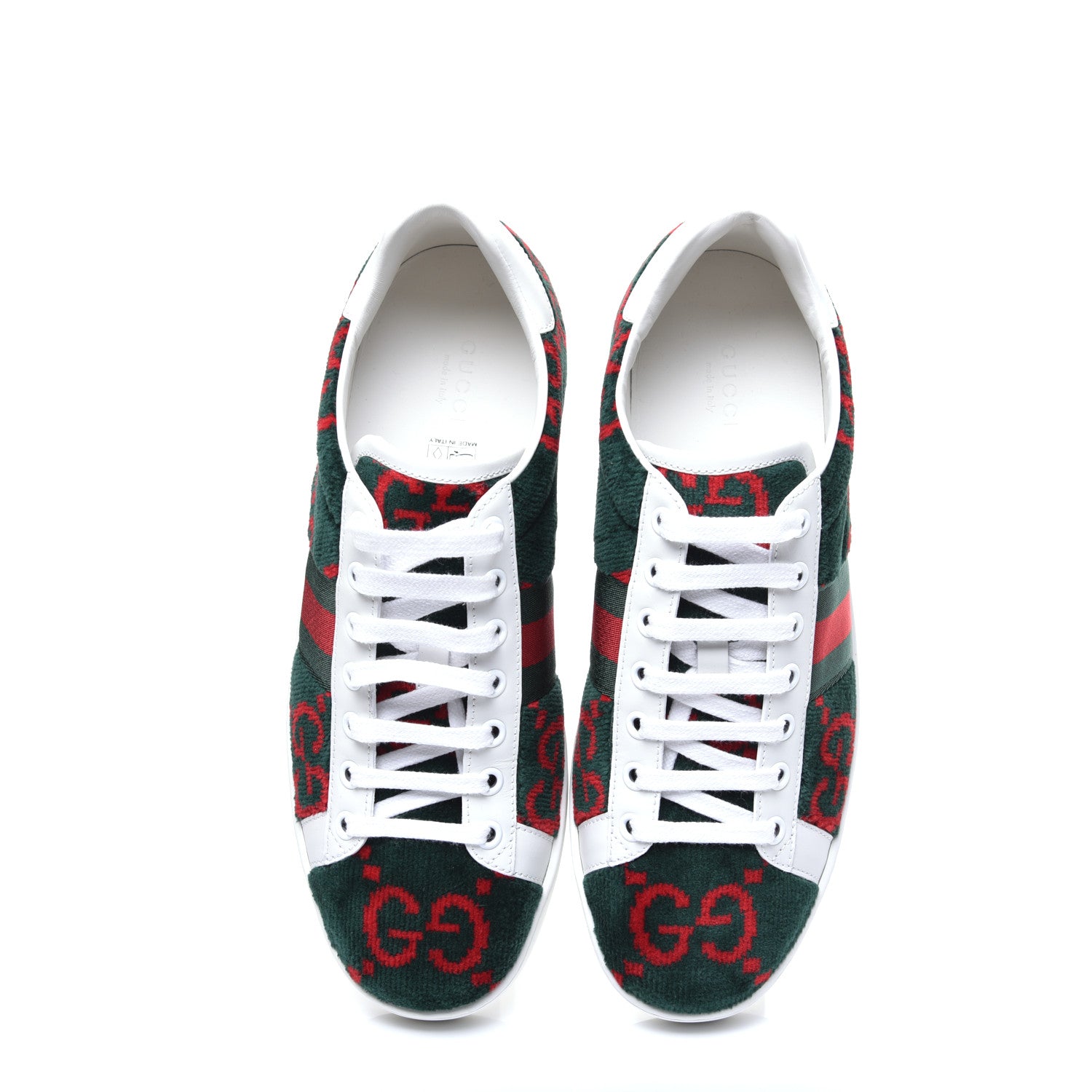 Gucci Terry Cloth GG Monogram Web Womens Ace Sneakers 39 Green Red 6 of 10
