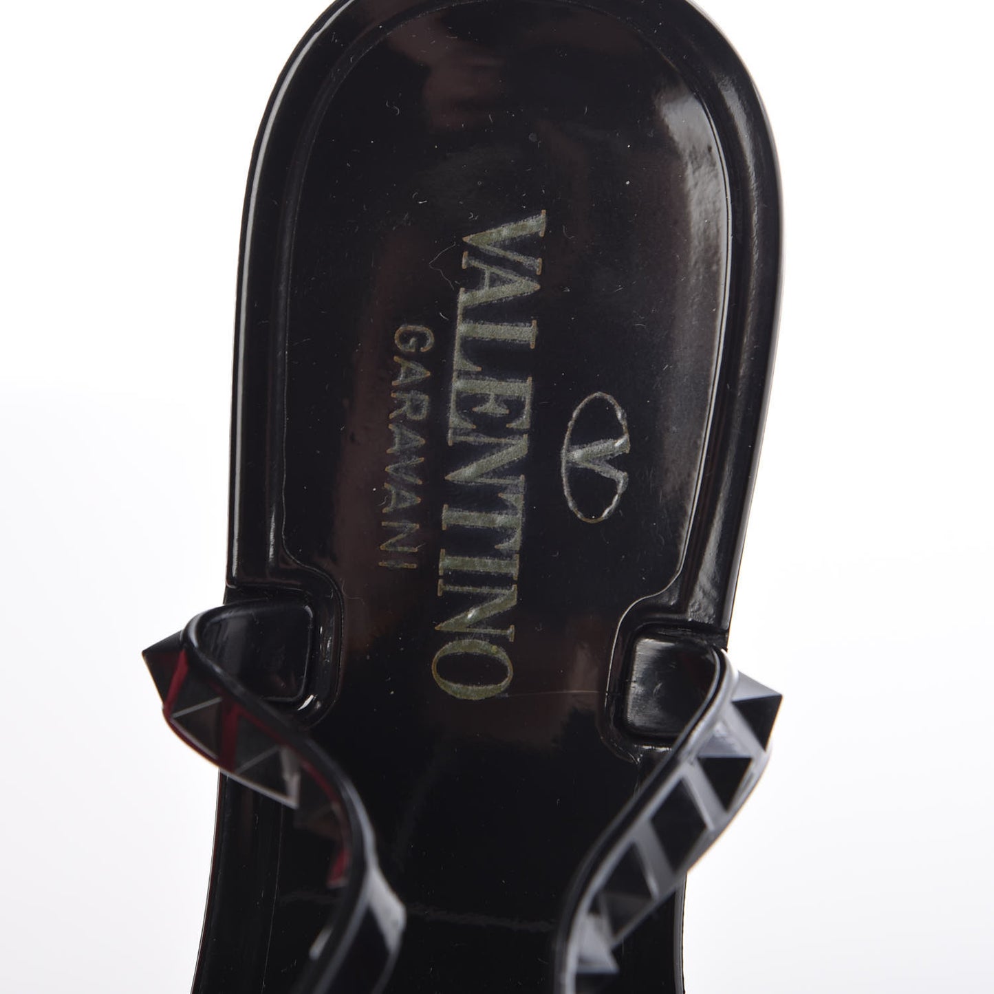 PVC Jelly Rockstud Ankle Strap Flat Sandals 37 Black