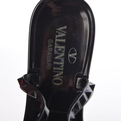 Valentino Garavani PVC Jelly Rockstud Ankle Strap Flat Sandals 37 Black 9 of 11