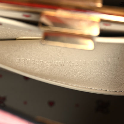 Fendi Vitello Seta Nappa Chinese Valentines Day Karligraphy Small Peekaboo I SEE U Satchel Rosso Cardinale Panna 6 of 9