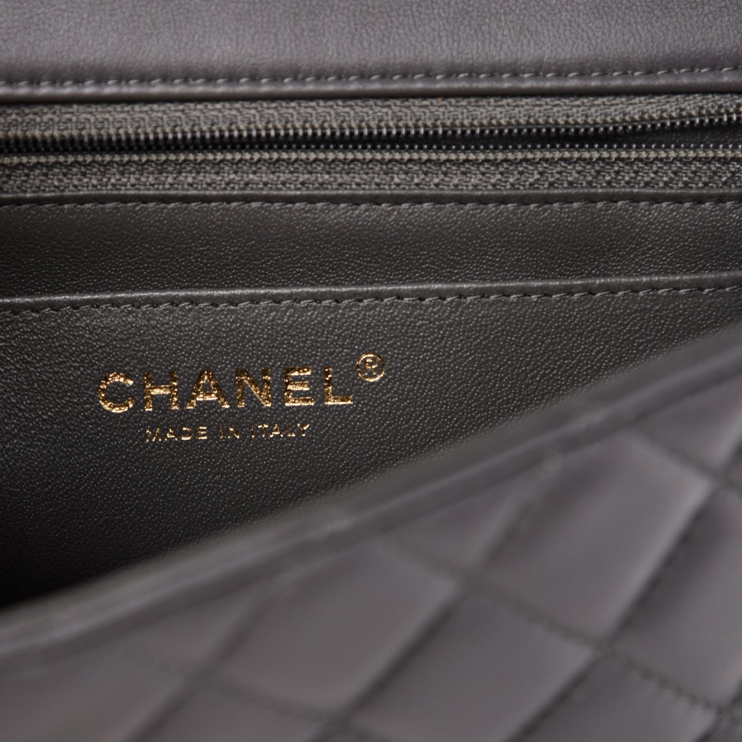 Lambskin Quilted Mini Rectangular Flap Grey