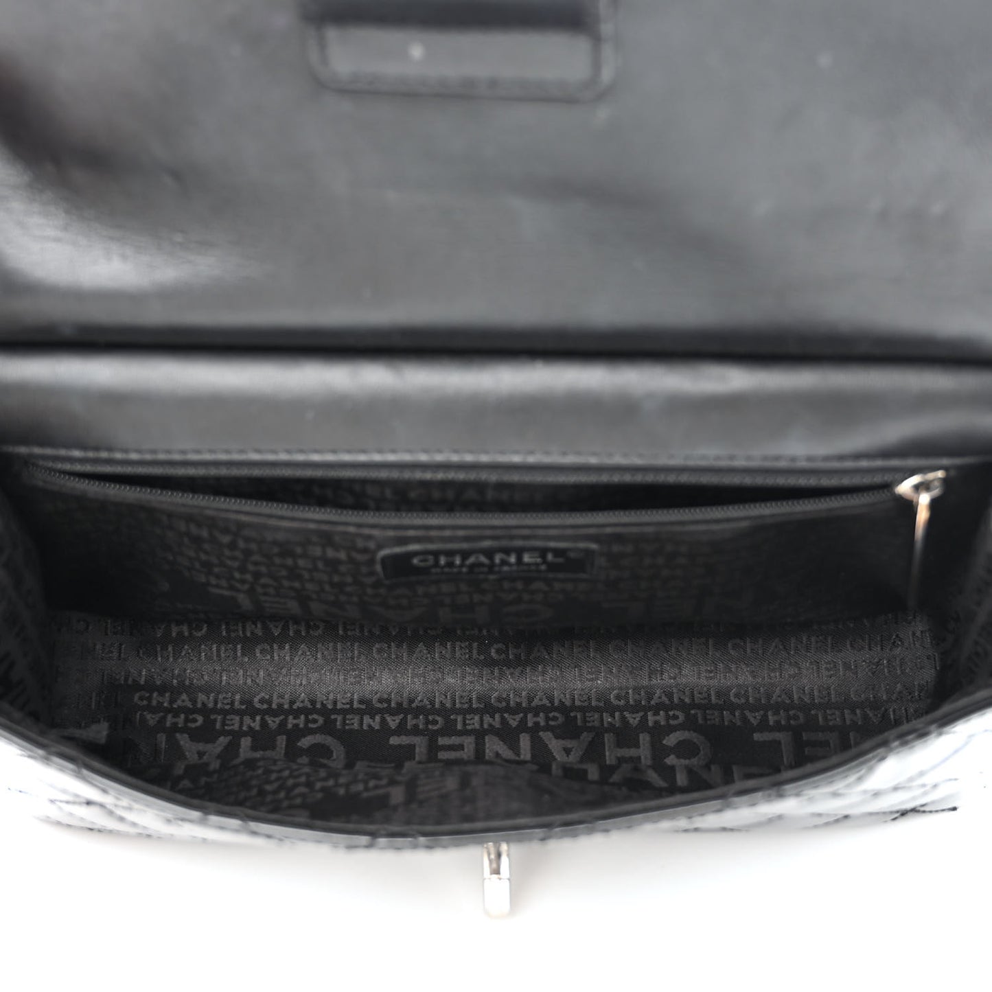 Patent Quilted Medium Diagonal CC Flap Black