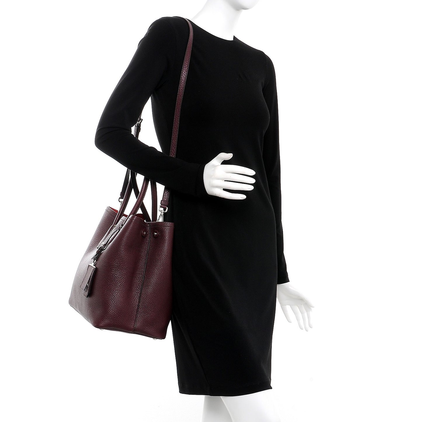 Vitello Daino Medium Double Bag Granato Scarlatto