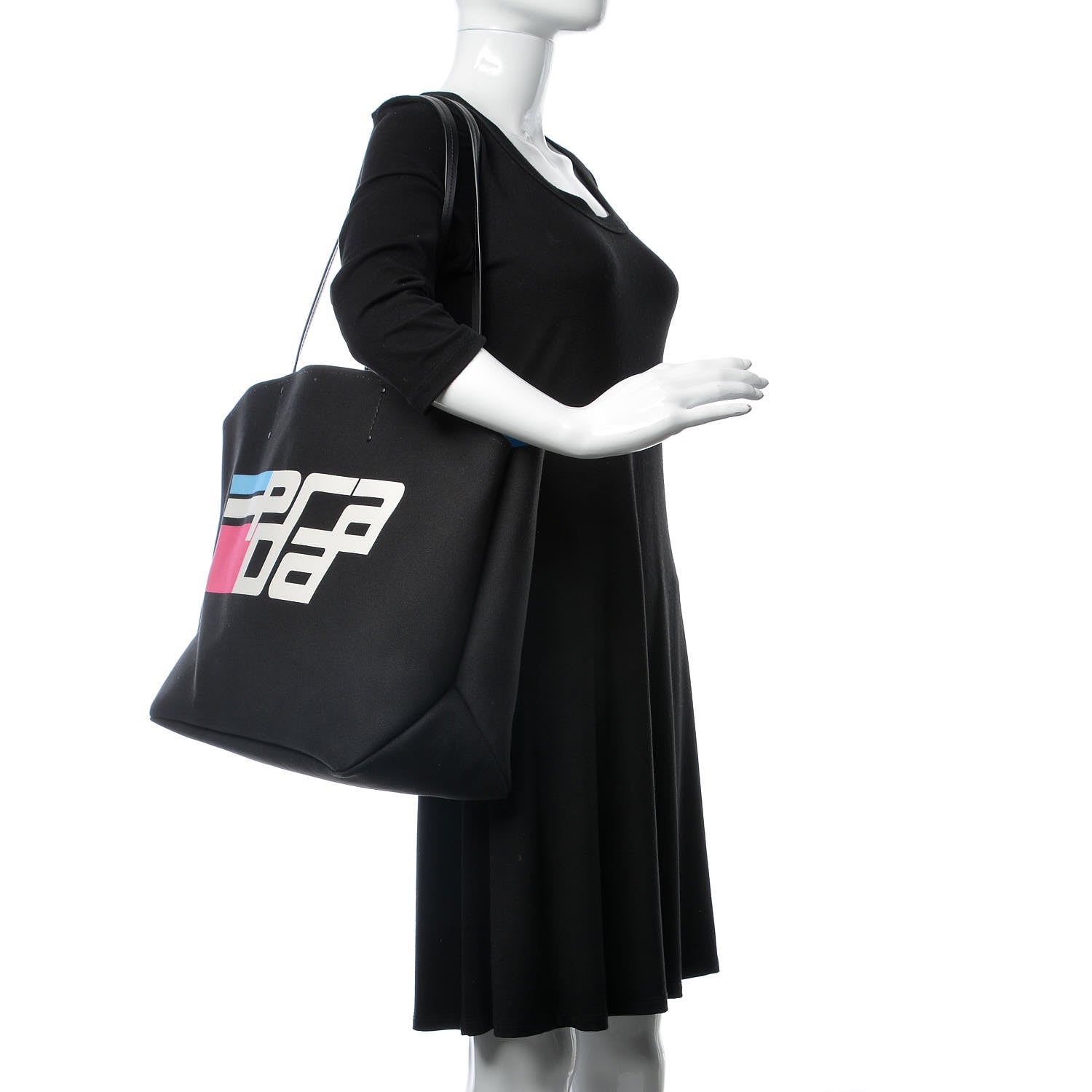 Prada Canvas Racing Logo Tote Black 2 of 8