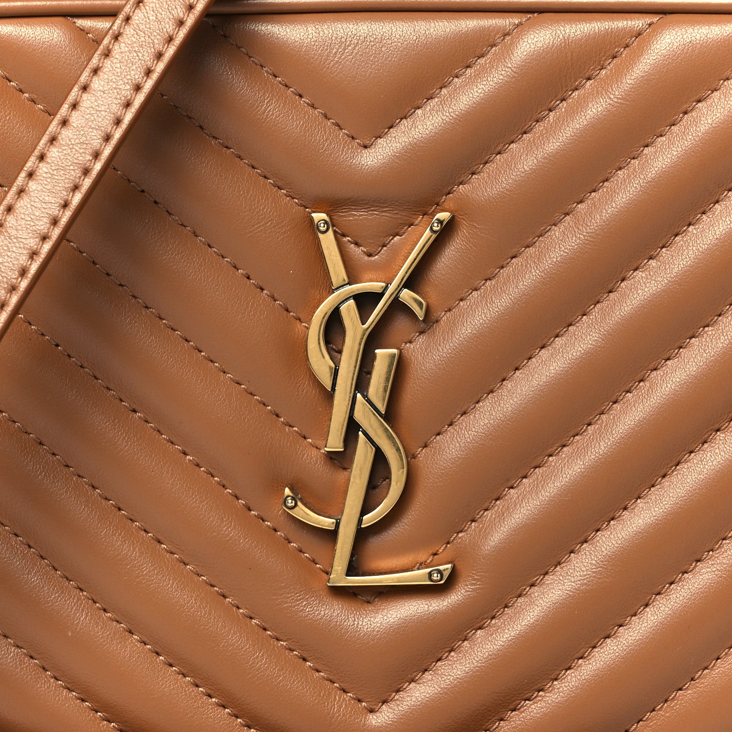 Saint Laurent Calfskin Matelasse Monogram Lou Camera Bag Cinnamon 8 of 11