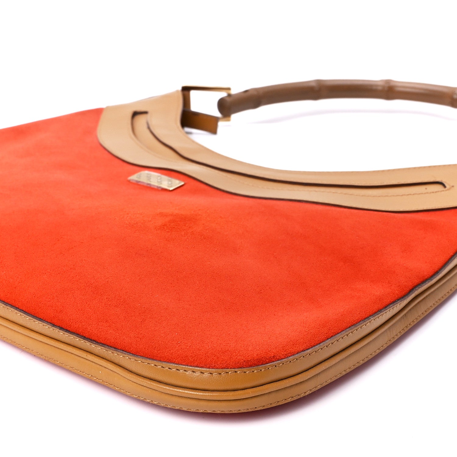 Gucci Suede Calfskin Bamboo Handle Jackie O Hobo Orange 12 of 13