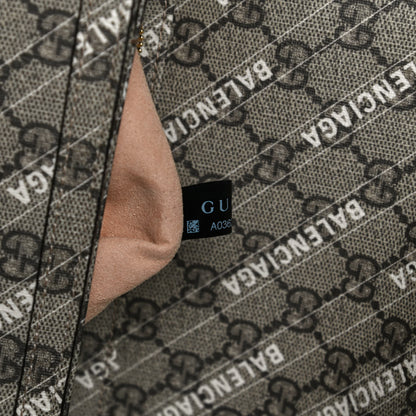 Gucci X BALENCIAGA GG Supreme Monogram Logo Print Horsebit 1955 Shoulder Bag Beige Ebony 8 of 13