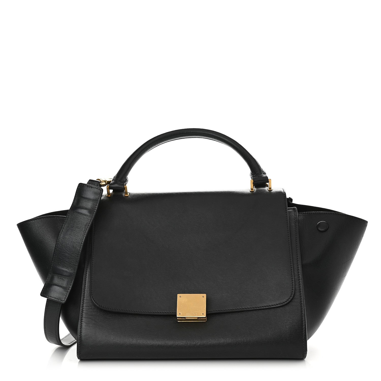 Celine Liege Calfskin Small Trapeze Black 1 of 11
