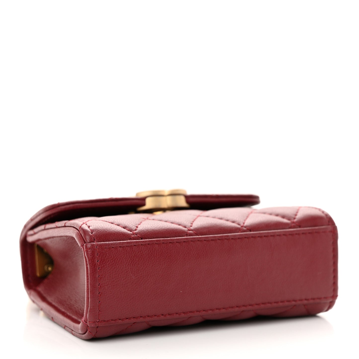 Lambskin Enamel Quilted Mini Top Handle Flap Red