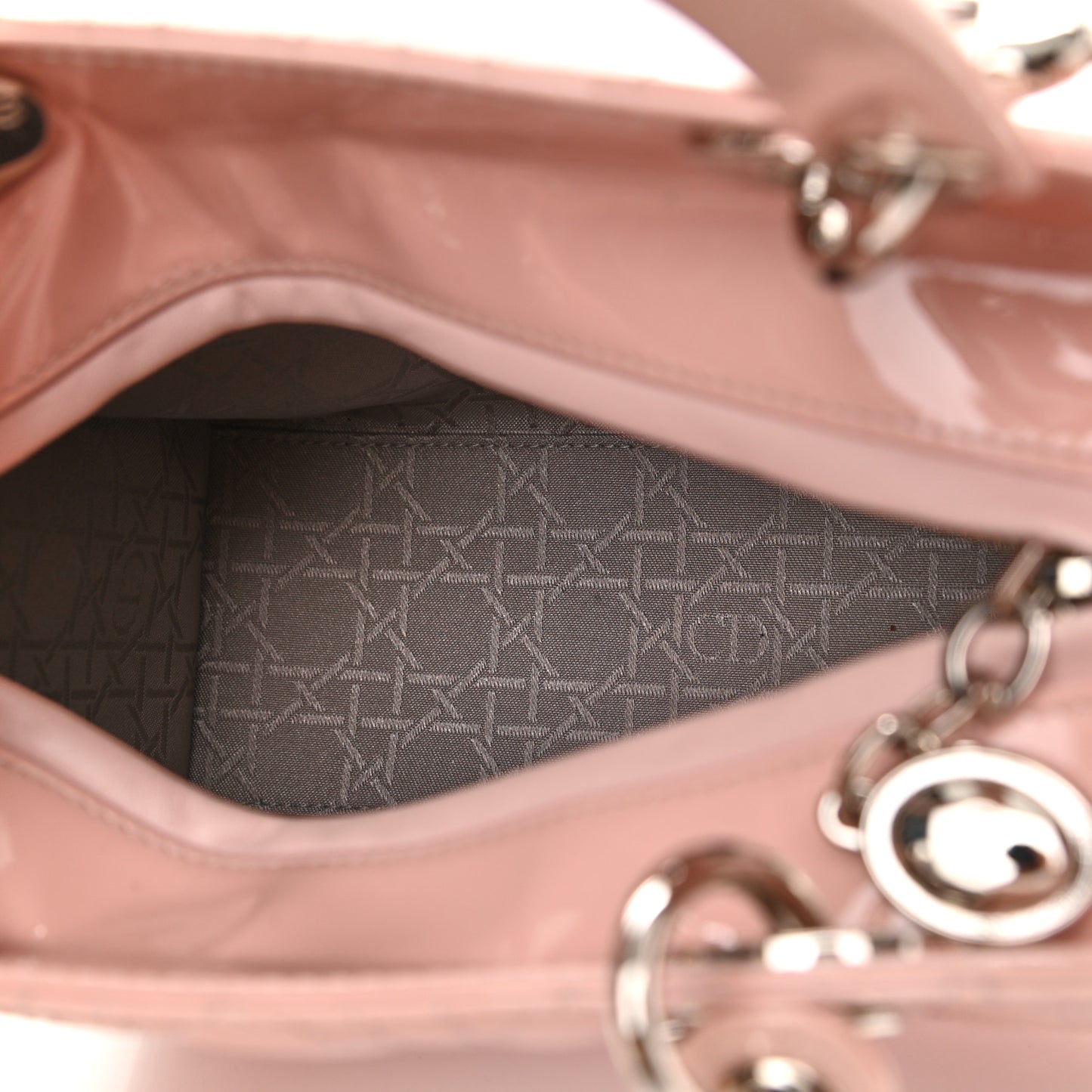 Patent Cannage Medium Lady Dior Rose Clair