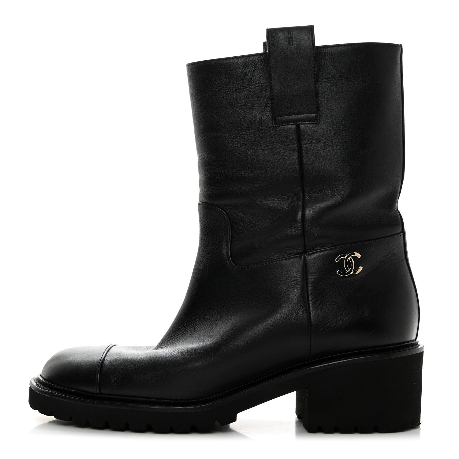 Chanel Calfskin CC Ankle Boots 38 Black 1 of 9