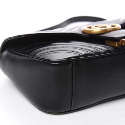 Gucci Calfskin Matelasse Small GG Marmont Shoulder Bag Black 8 of 9