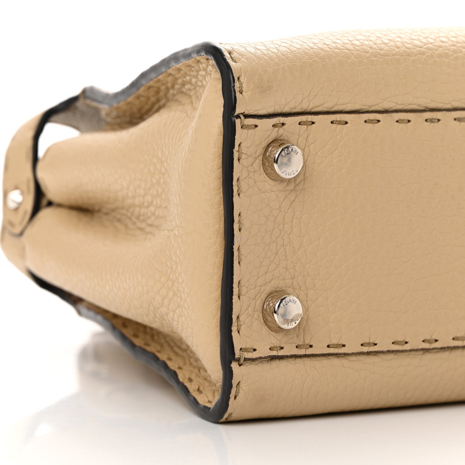 Fendi Cuoio Romano Selleria Medium Peekaboo Iconic Essentially Satchel Paglia Latte Mou 10 of 12