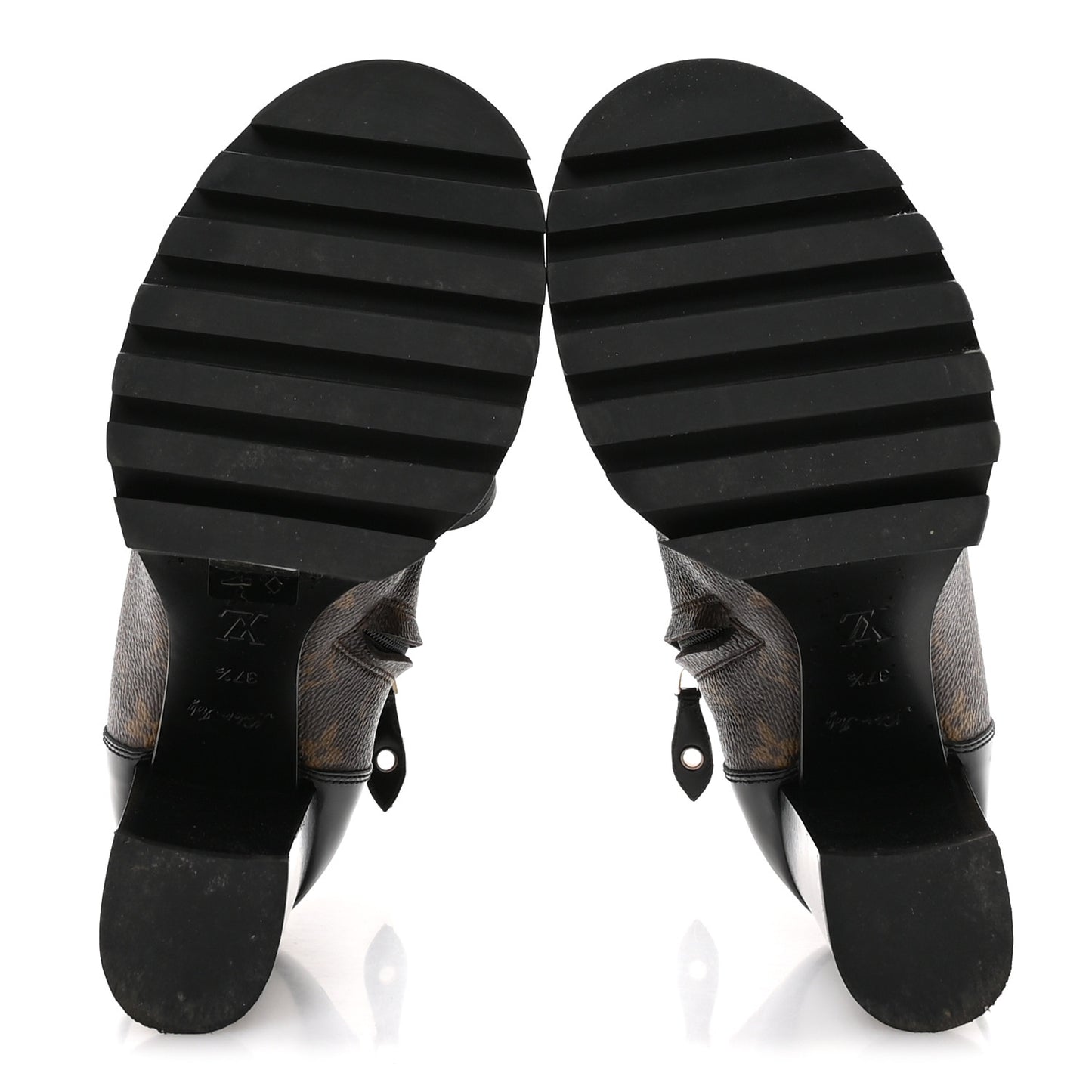 Patent Calfskin Monogram Star Trail Ankle Boots 37.5 Black