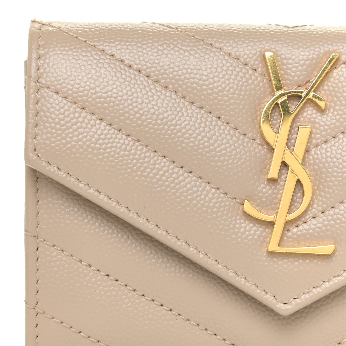 Grain De Poudre Matelasse Chevron Small Monogram Envelope Wallet Dusty Grey