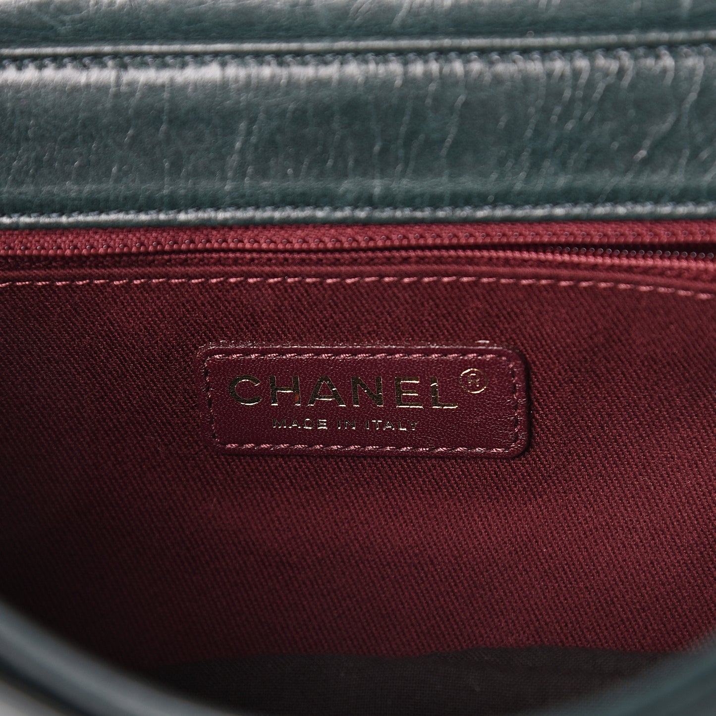 Glazed Calfskin Quilted Perfect Edge Large Flap Green