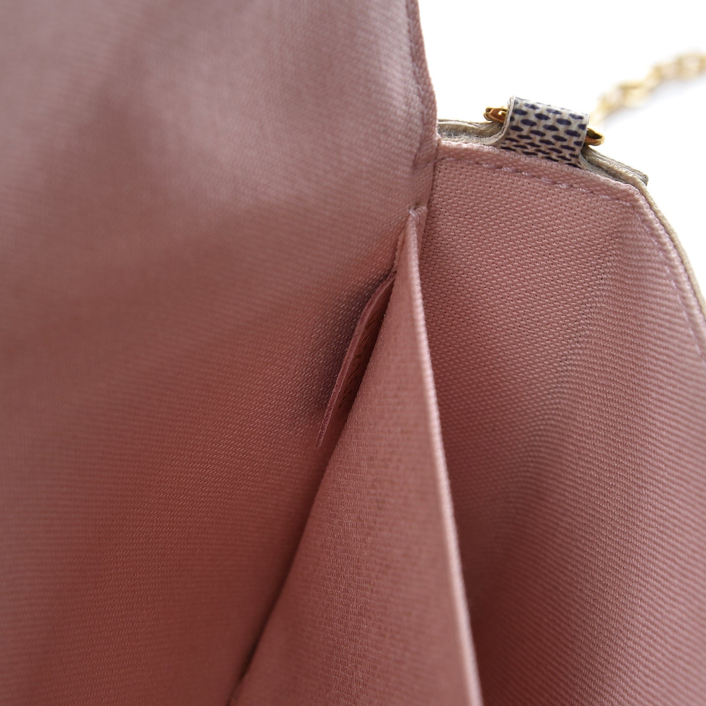 Damier Azur Pochette Felicie Chain Wallet Rose Ballerine