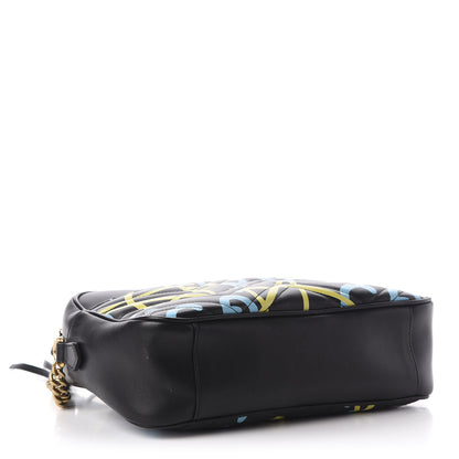Gucci Calfskin Matelasse GucciGhost Medium GG Marmont Chain Shoulder Bag Black New Acquamarine 4 of 12