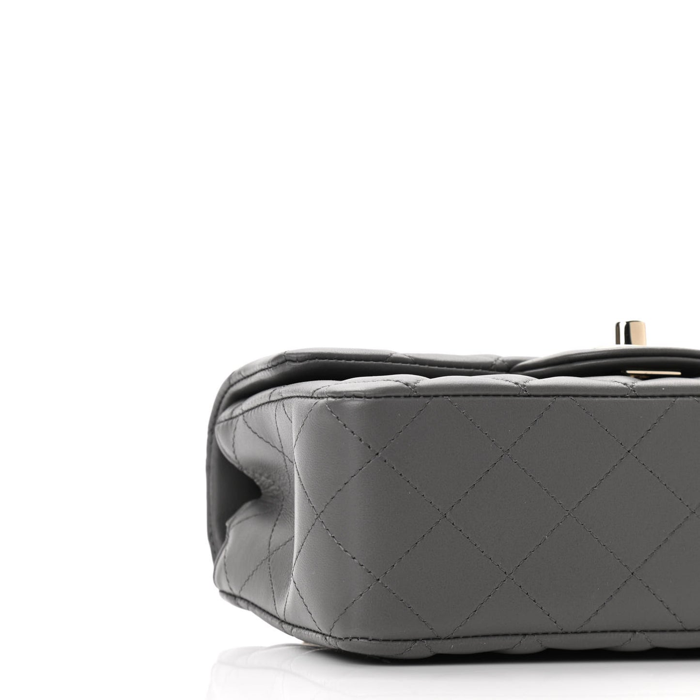 Lambskin Quilted Mini Rectangular Flap Dark Grey