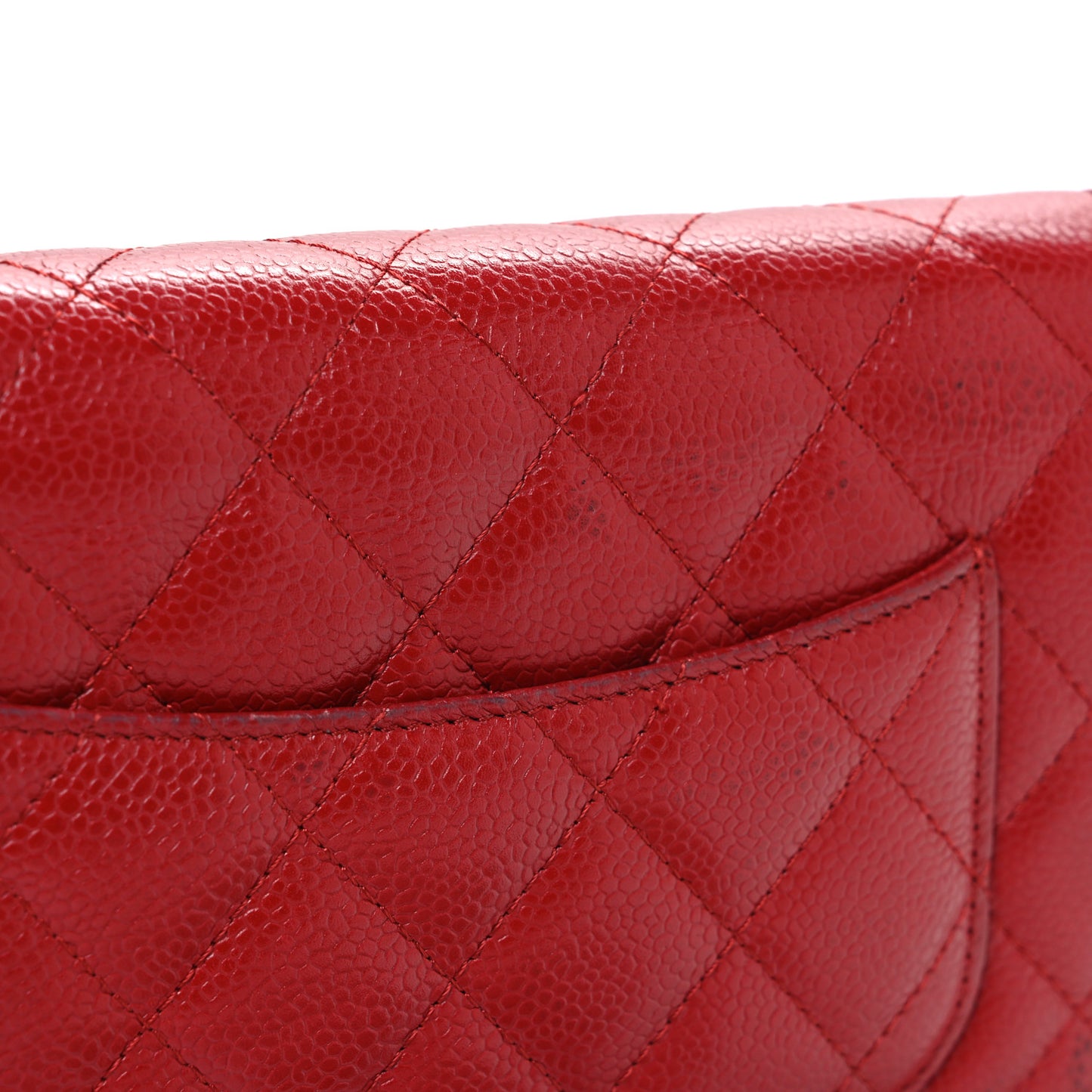 Caviar Quilted Wallet on Chain WOC Red