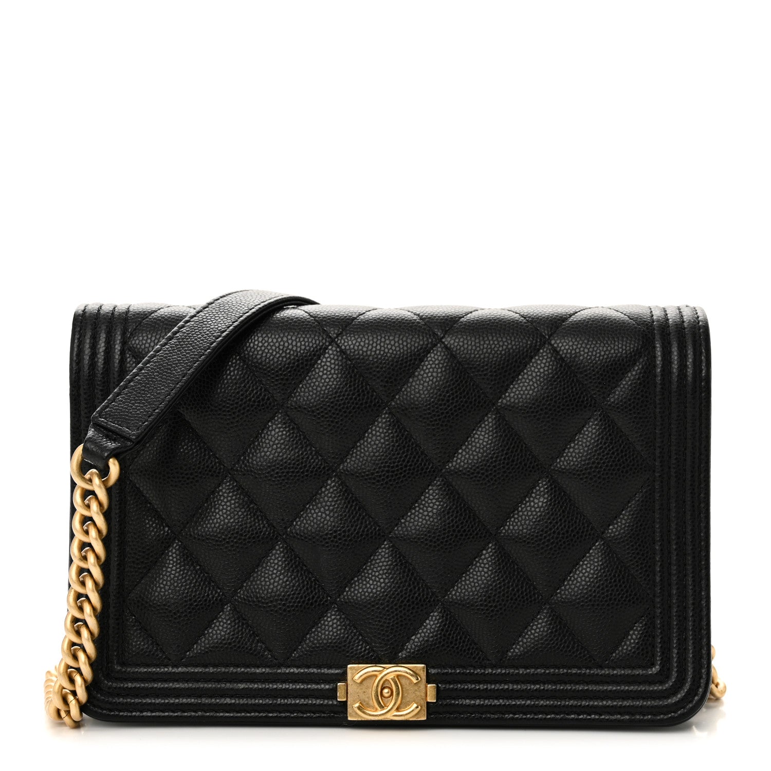 Chanel Caviar Quilted Boy Wallet On Chain WOC Black 1 of 11