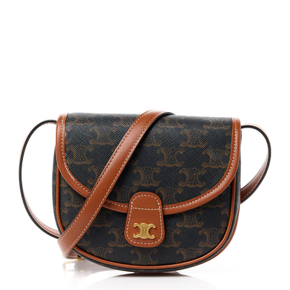 Celine Canvas Calfskin Triomphe Mini Besace Tan 1 of 12