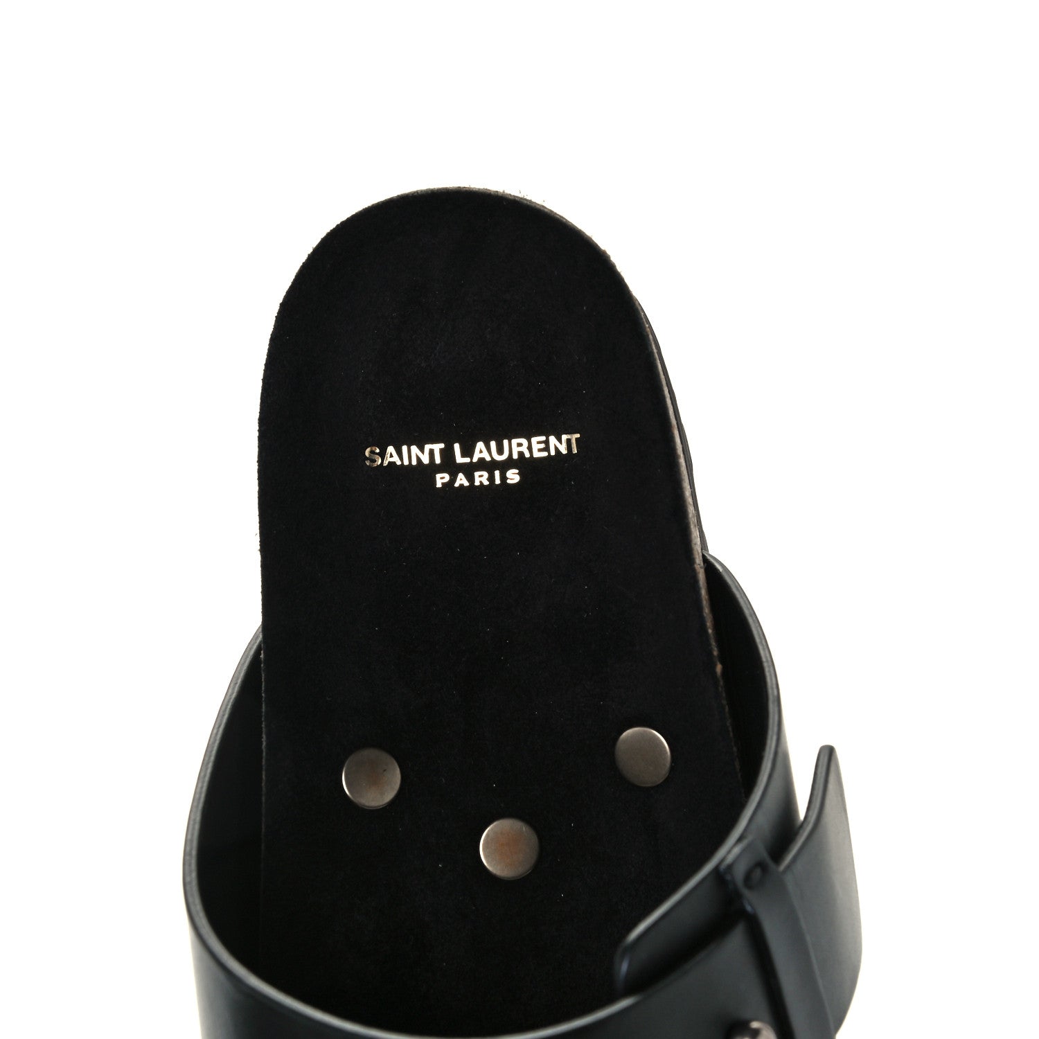 Saint Laurent Calfskin Mens Jimmy Cross Slides 44 Black 9 of 11