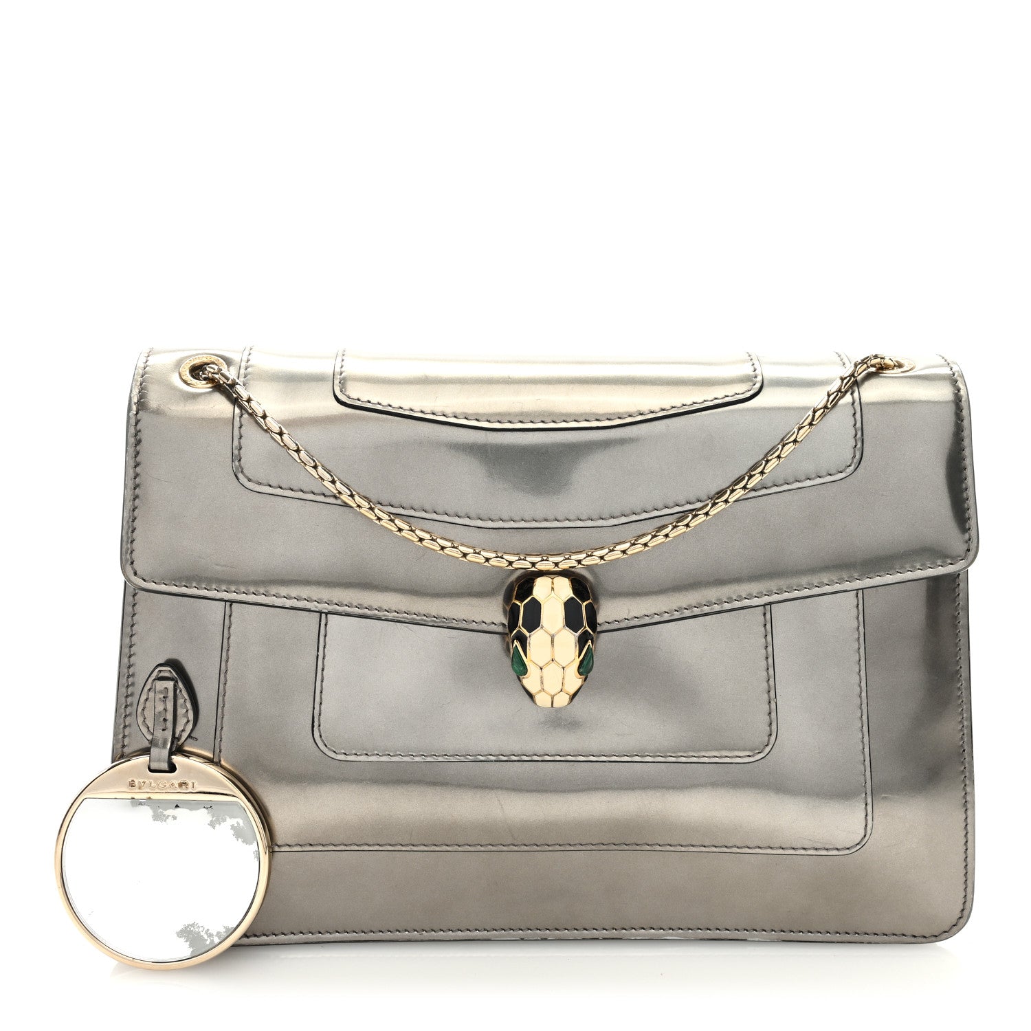 Bulgari Metallic Calfskin Serpenti Forever Crossbody Bag Silver 1 of 11