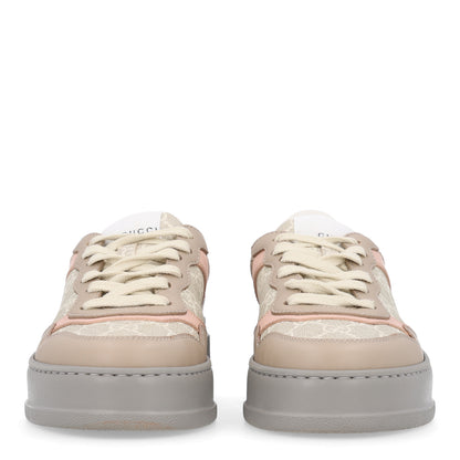 Gucci Calfskin GG Supreme Monogram Perforated Womens Platform 55mm Sneakers 35.5 Apricot Pink Beige Grey 3 of 11