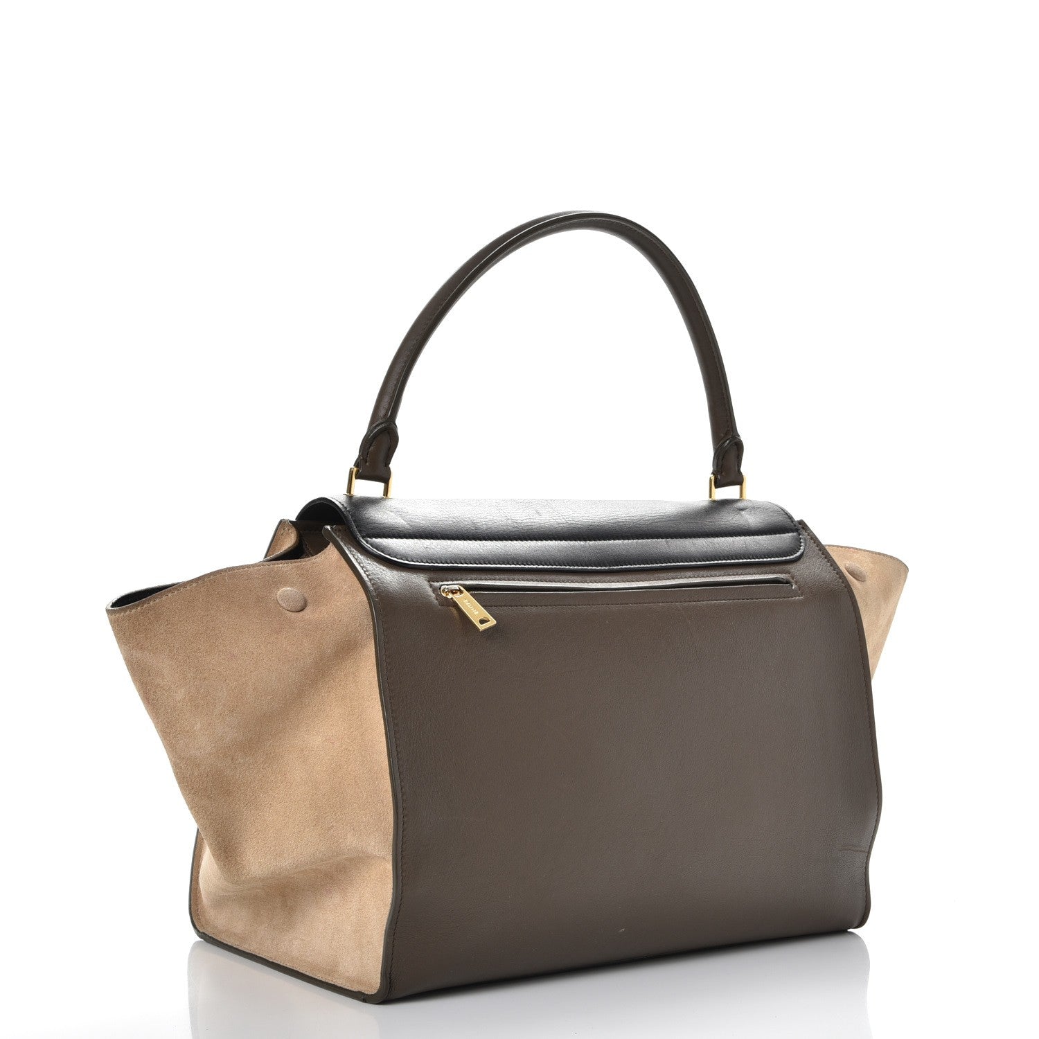 Celine Calfskin Suede Tri-color Large Trapeze Olive 3 of 22
