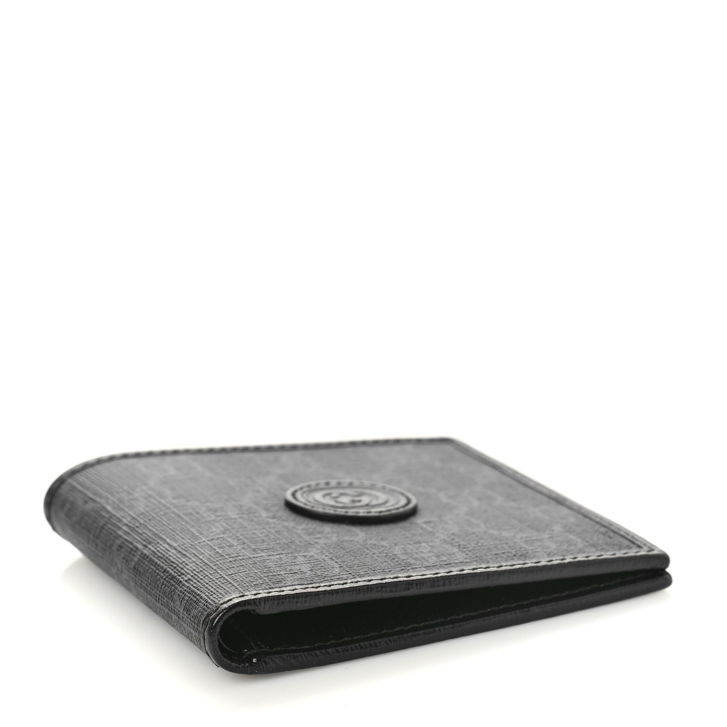 GG Supreme Monogram Azalea Calfskin Retro Interlocking G Bi-Fold Wallet Black