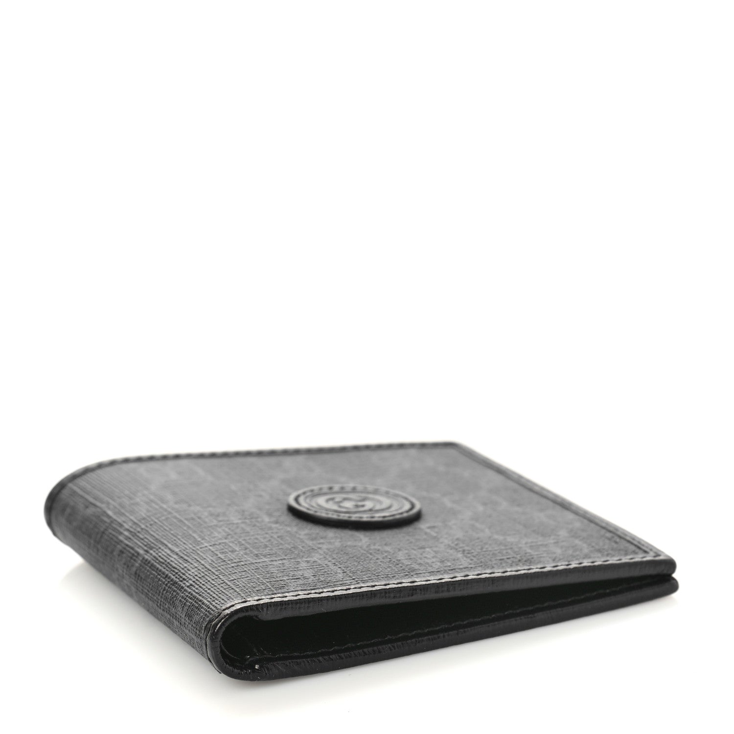 Gucci GG Supreme Monogram Azalea Calfskin Retro Interlocking G Bi-Fold Wallet Black 4 of 8