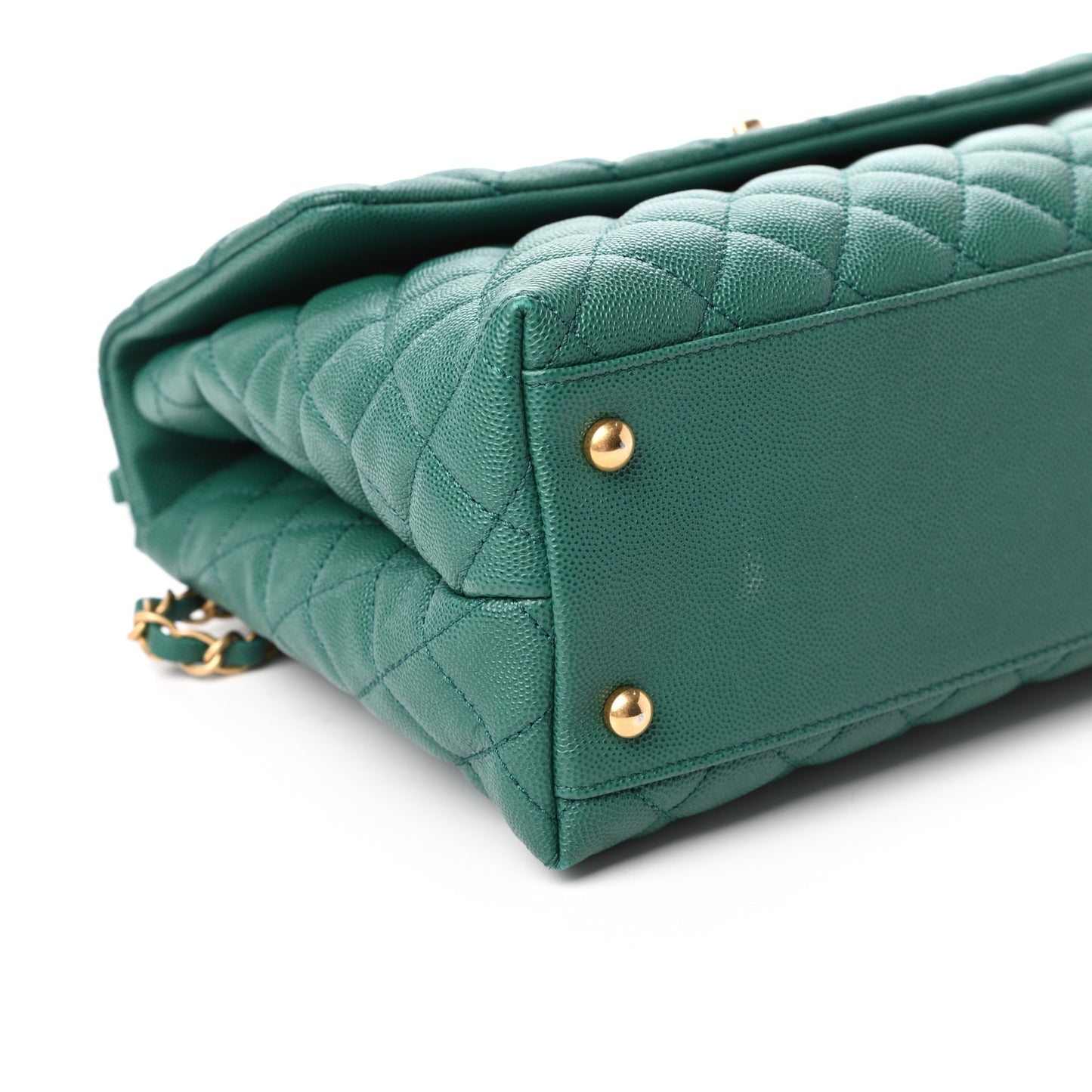 Caviar Quilted Medium Coco Handle Flap Green