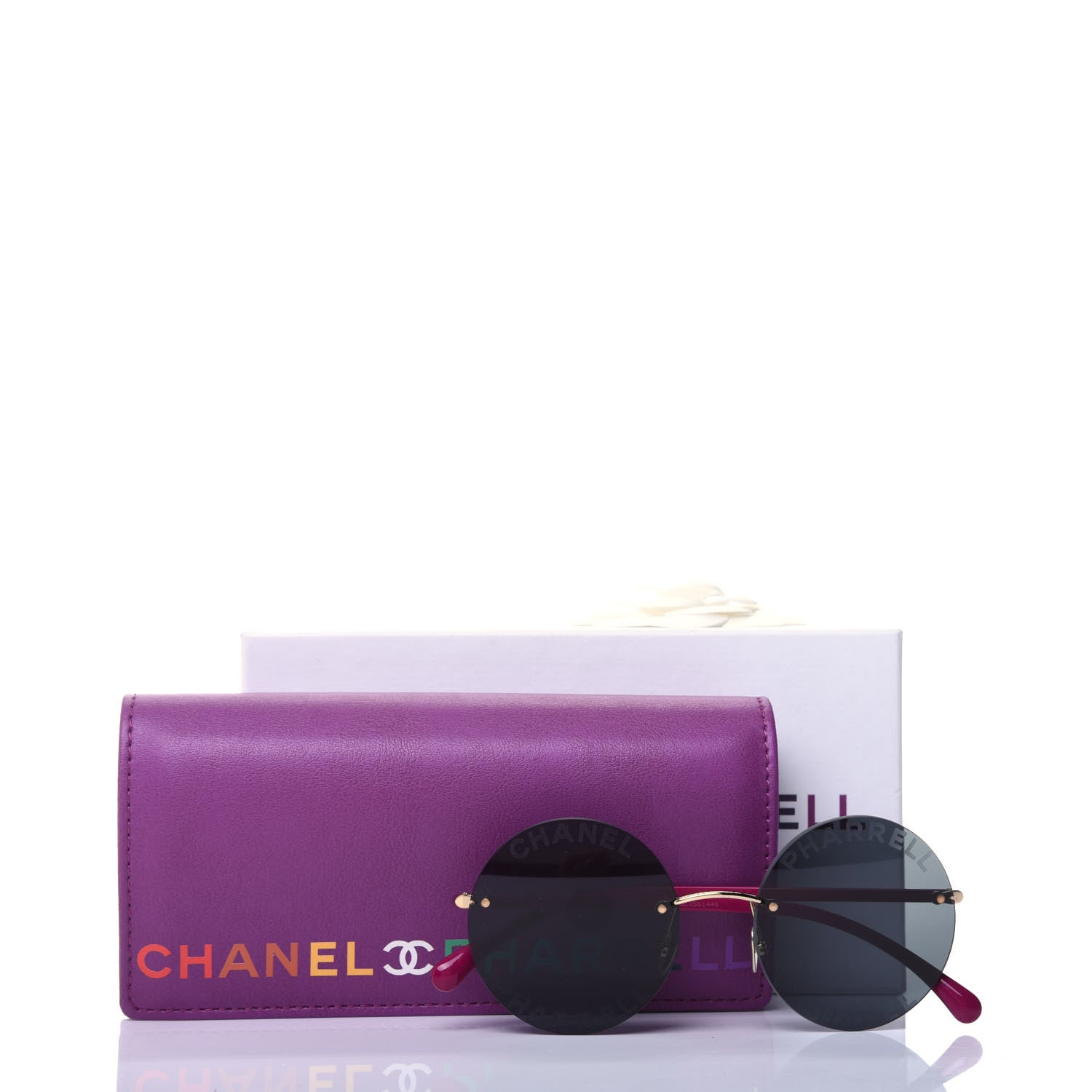 Chanel X PHARRELL WILLIAMS Gold Plated Acetate Round Sunglasses Pink 8 of 8