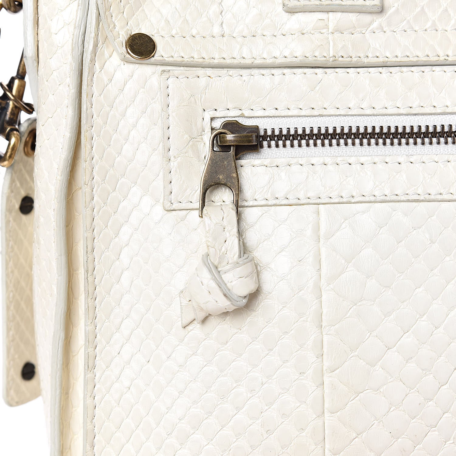 Proenza Schouler Snakeskin Calfskin Embossed Medium PS1 Satchel White 14 of 17