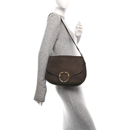 Gucci Nubuck Ribot Horse Heads Flap Bag Brown 2 of 10