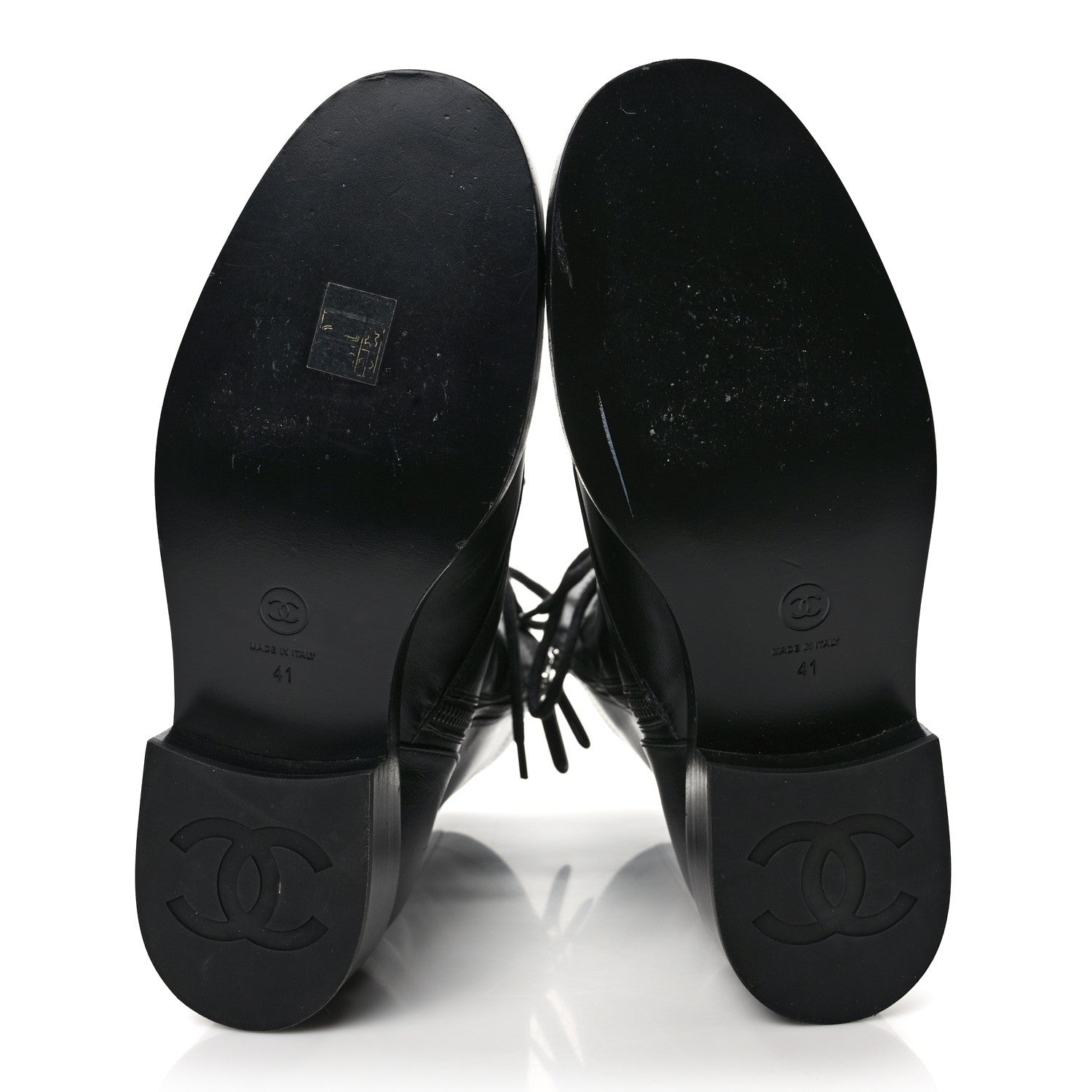 Chanel Calfskin Lace Up Combat Boots 41 Black 5 of 10