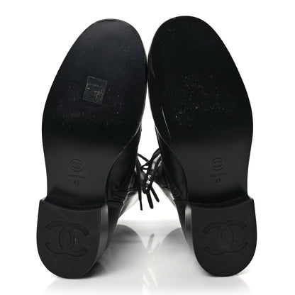 Chanel Calfskin Lace Up Combat Boots 41 Black 5 of 10