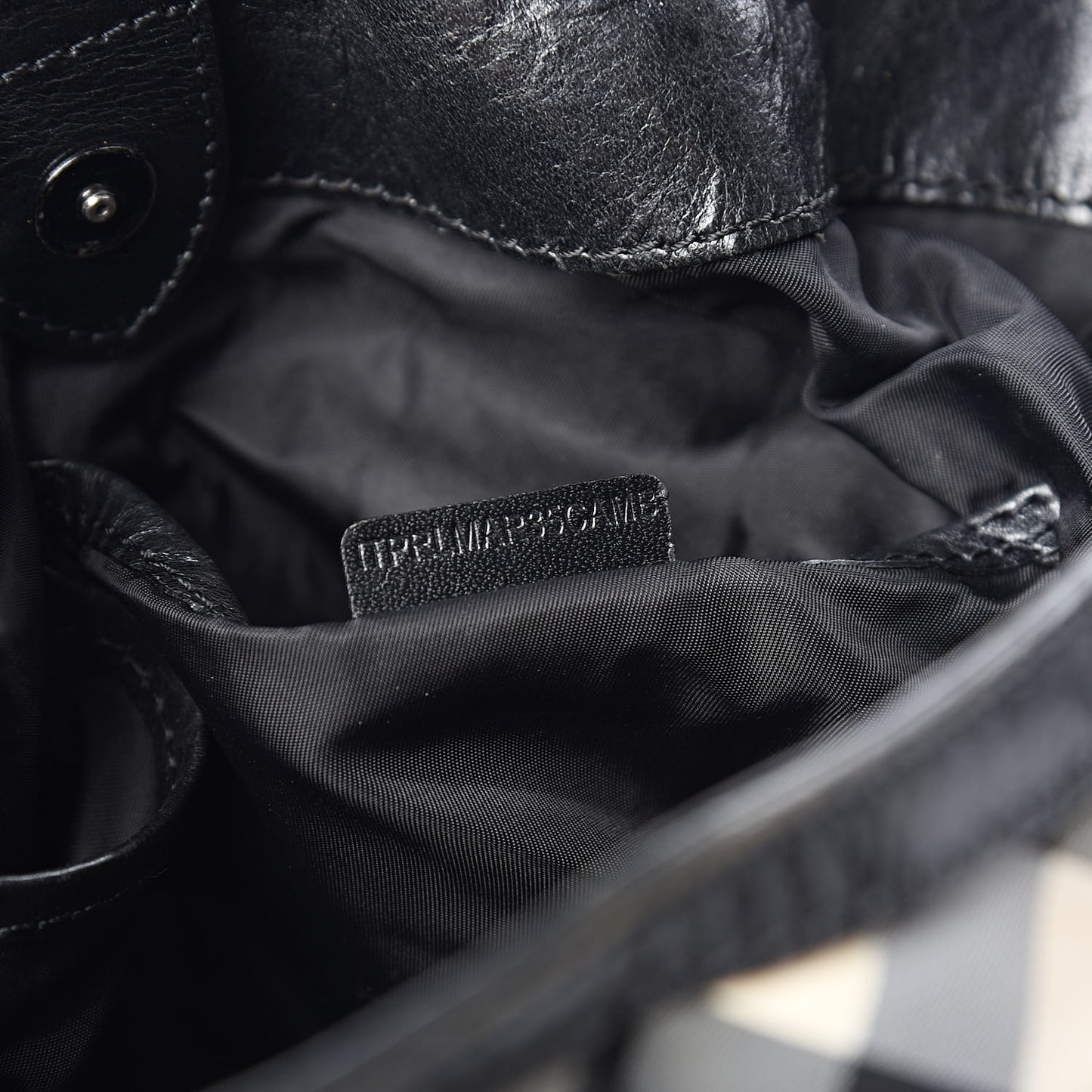 Nylon Beat Check Studded Hobo Black